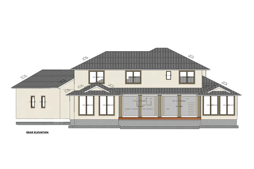 Projekt domu piętrowego o pow. 475 m²: 6 Sypialnie, 5 Łazienki, Otwarta kuchnia, Garaż