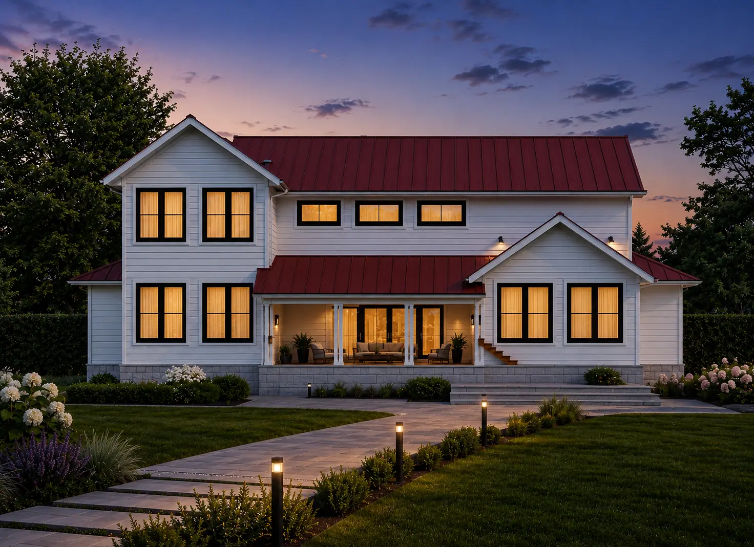 Projekt domu piętrowego o pow. 543 m²: 4 Sypialnie, Gabinet, 4 Łazienki, Otwarta kuchnia, Garaż