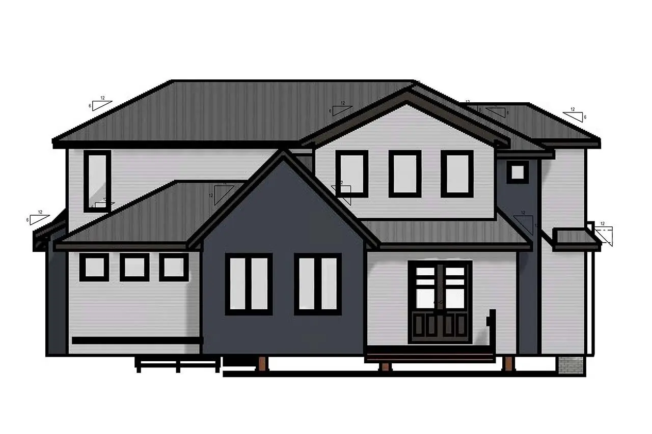 Projekt domu piętrowego o pow. 350 m²: 3 Sypialnie, Gabinet, 3 Łazienki, Otwarta kuchnia, bez Garażu