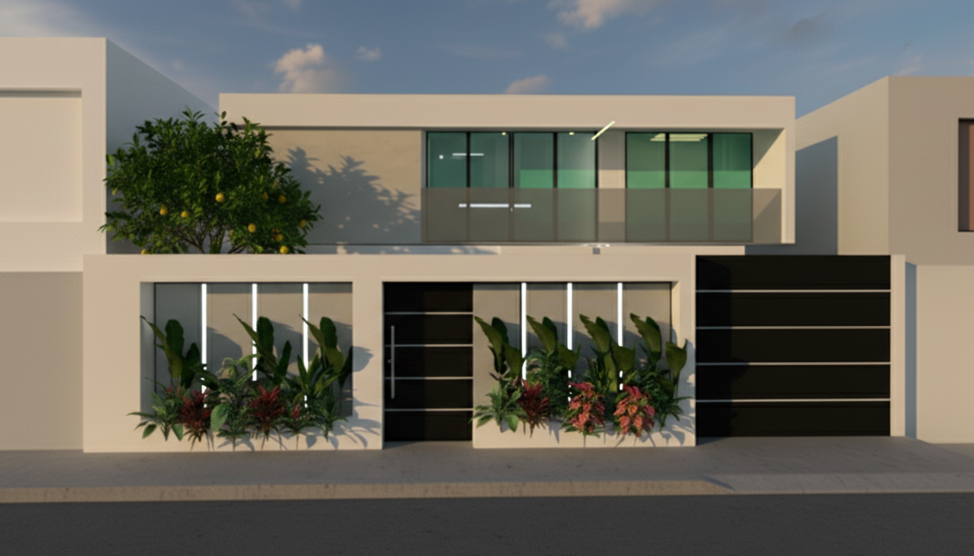 Projekt domu piętrowego o pow. 283 m²: 3 Sypialnie, Gabinet, 3 Łazienki, Otwarta kuchnia, bez Garażu