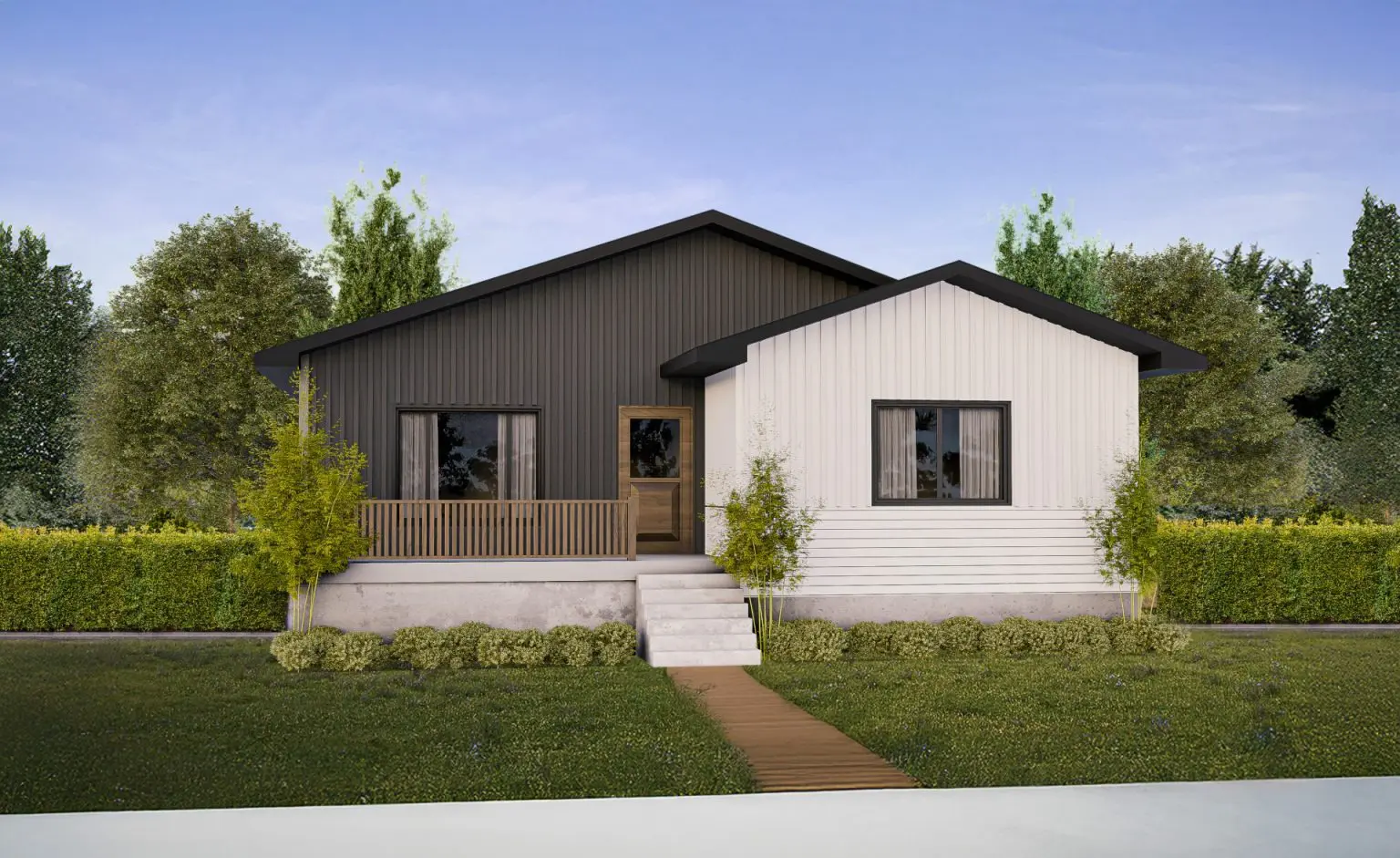 Projekt domu parterowego o pow. 129 m²: 3 Sypialnie, 1 Łazienki, bez Garażu
