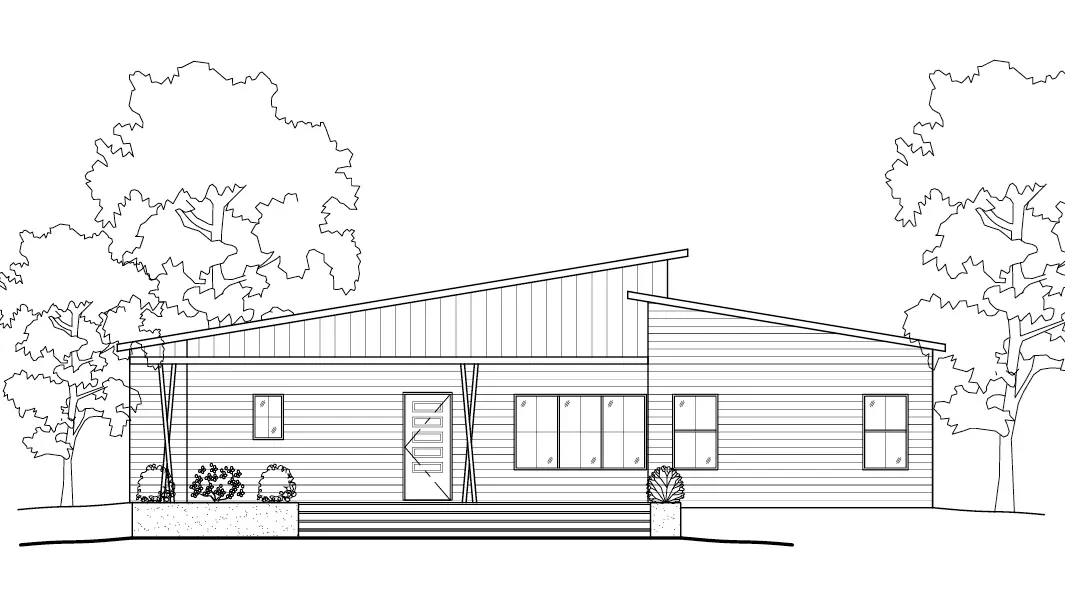 Projekt domu parterowego o pow. 120 m²: 2 Sypialnie, 2 Łazienki, Otwarta kuchnia, bez Garażu