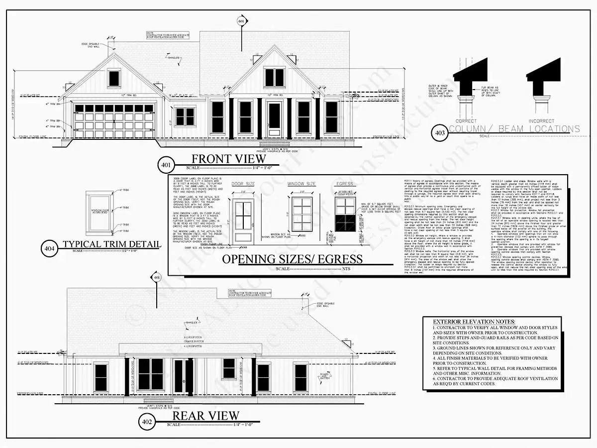 Projekt domu parterowego o pow. 42 m²: 3 Sypialnie, 2 Łazienki, Otwarta kuchnia, Garaż