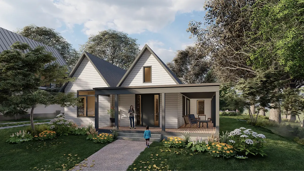 Projekt domu parterowego o pow. 181 m²: 3 Sypialnie, 2 Łazienki, Otwarta kuchnia, bez Garażu