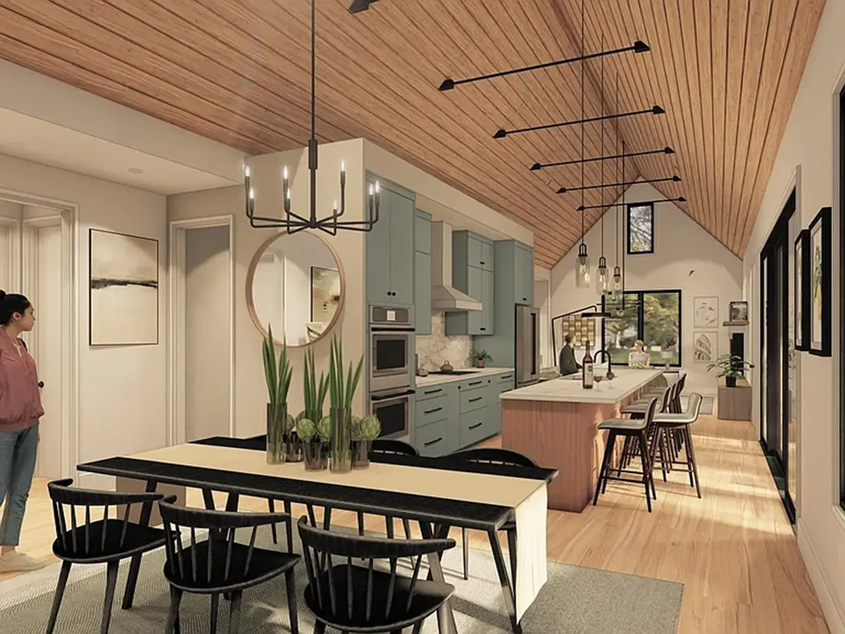 Projekt domu parterowego o pow. 181 m²: 3 Sypialnie, 2 Łazienki, Otwarta kuchnia, bez Garażu