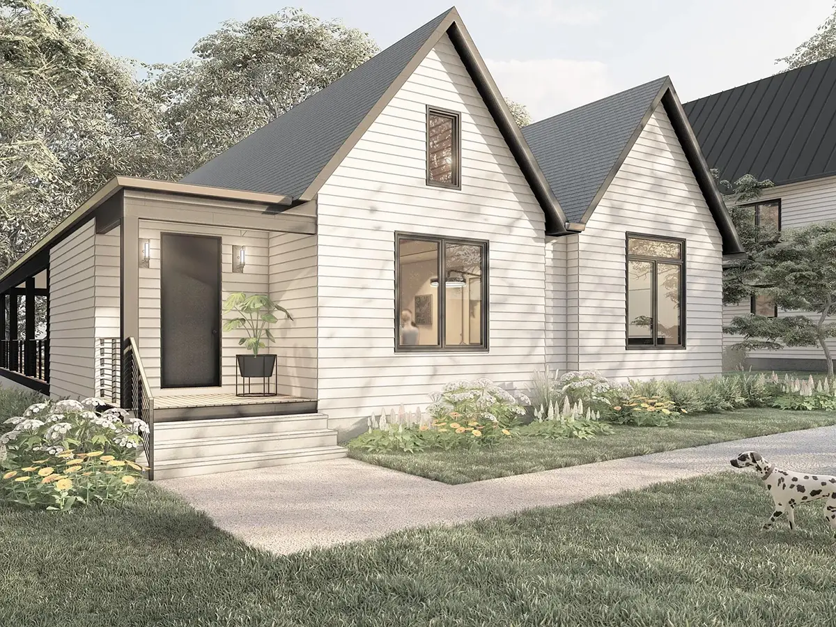 Projekt domu parterowego o pow. 181 m²: 3 Sypialnie, 2 Łazienki, Otwarta kuchnia, bez Garażu