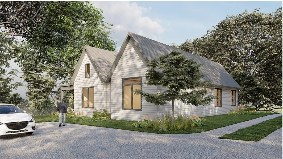 Projekt domu parterowego o pow. 181 m²: 3 Sypialnie, 2 Łazienki, Otwarta kuchnia, bez Garażu