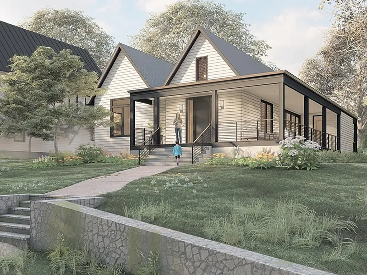 Projekt domu parterowego o pow. 181 m²: 3 Sypialnie, 2 Łazienki, Otwarta kuchnia, bez Garażu