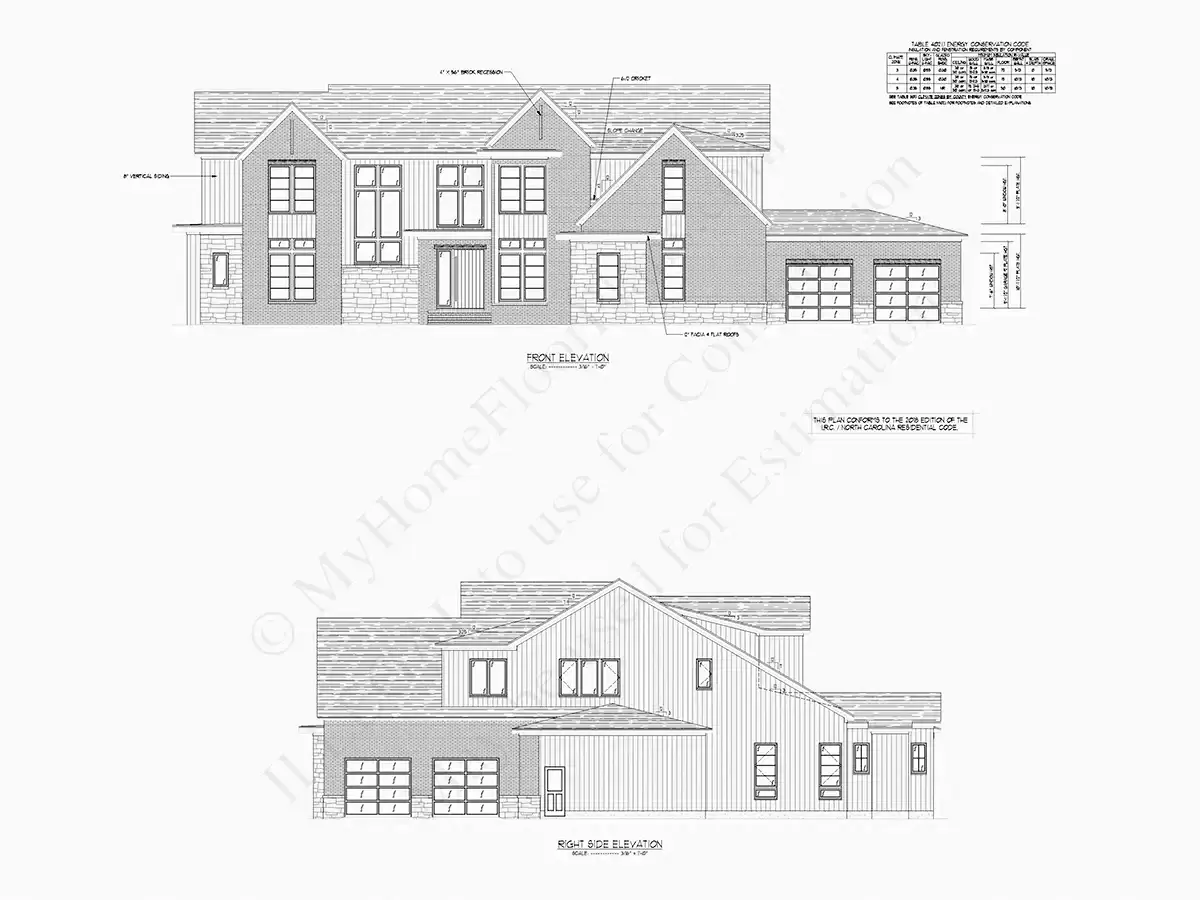 Projekt domu piętrowego o pow. 582 m²: 4 Sypialnie, Gabinet, 6 Łazienki, Otwarta kuchnia, Garaż