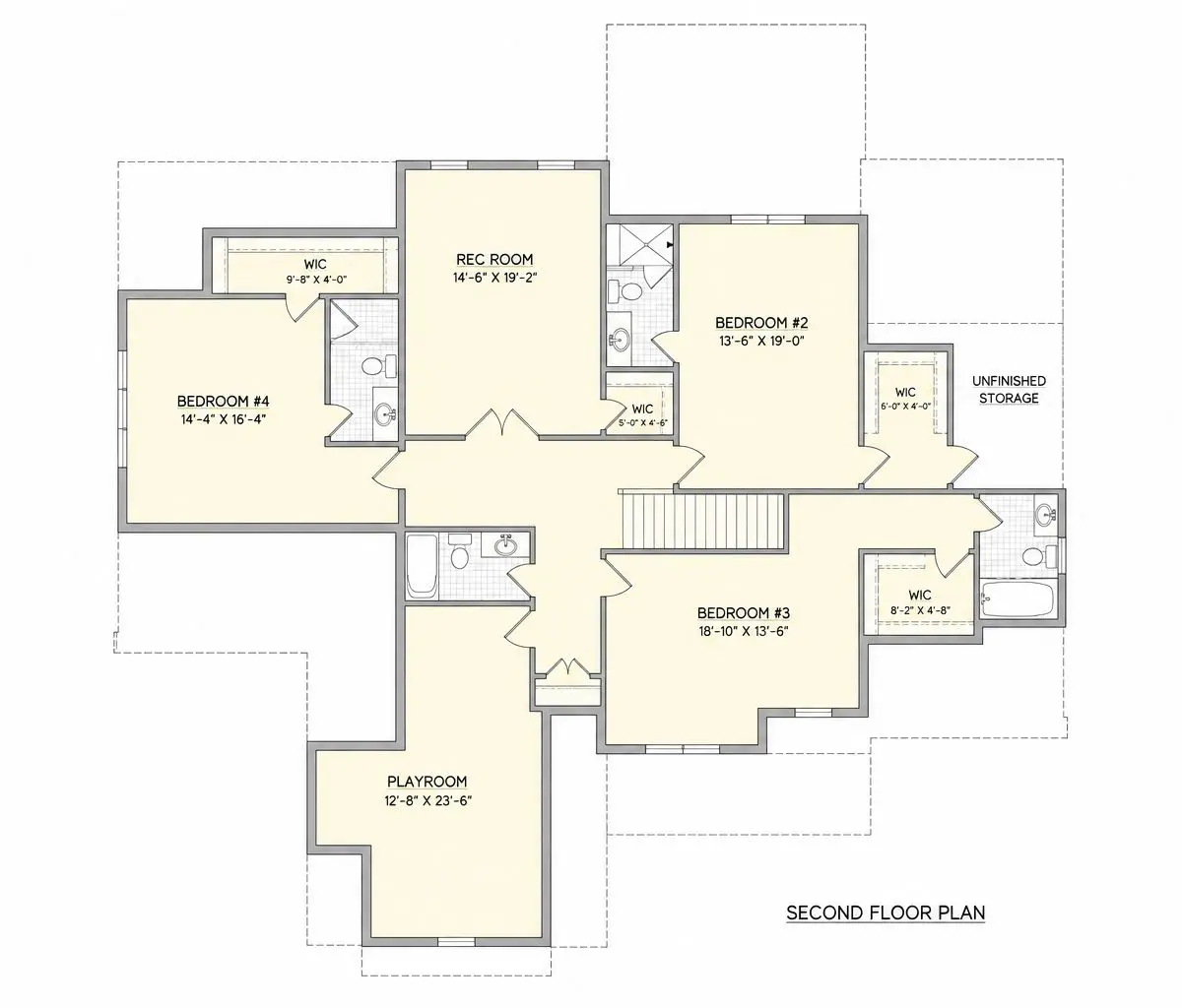 1. piętro 1 – Projekt domu z poddaszem użytkowym o pow. 413 m²: 4 Sypialnie, Gabinet, 4 Łazienki, Otwarta kuchnia, Garaż — 46929R