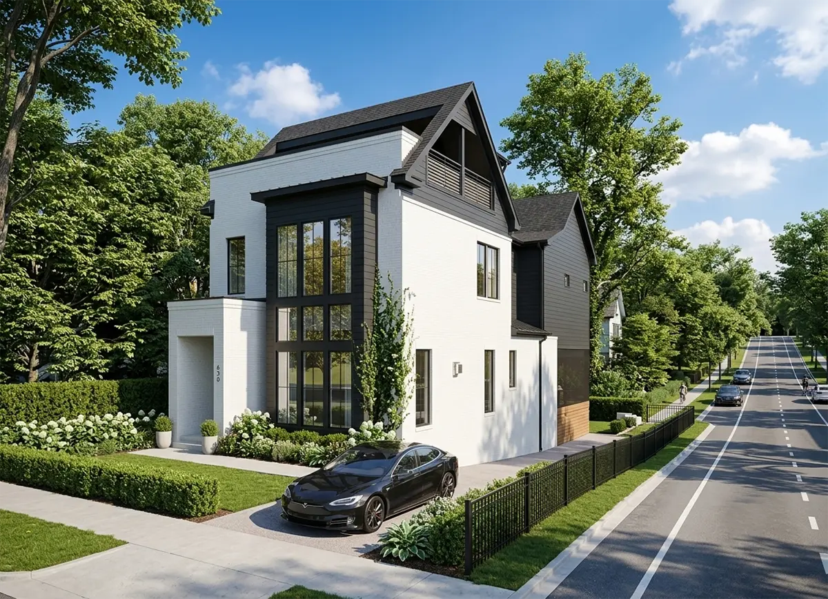 Projekt domu dwupiętrowego o pow. 238 m²: 4 Sypialnie, 3 Łazienki, Otwarta kuchnia, bez Garażu