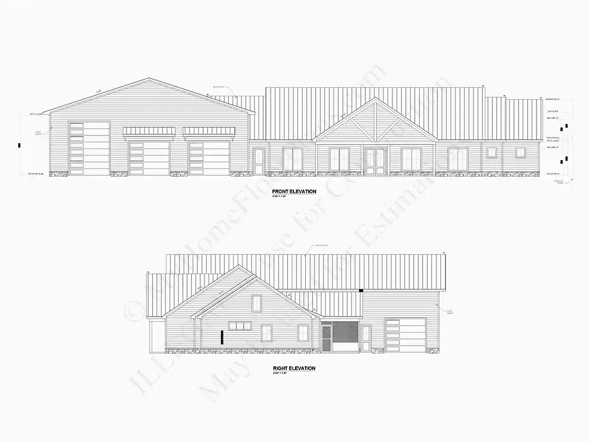 Projekt domu parterowego o pow. 375 m²: 3 Sypialnie, Gabinet, 5 Łazienki, Otwarta kuchnia, Garaż