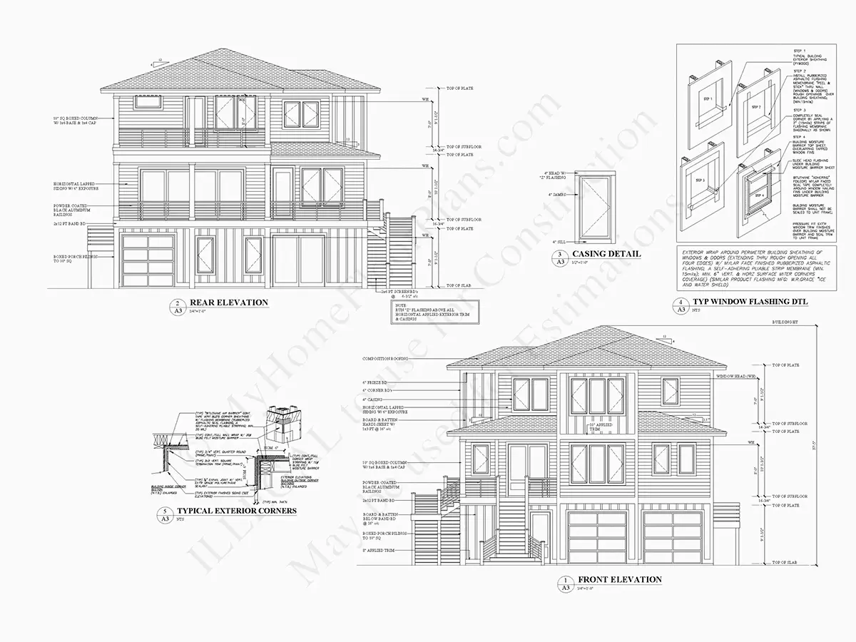 Projekt domu dwupiętrowego o pow. 387 m²: 4 Sypialnie, Gabinet, 5 Łazienki, Otwarta kuchnia, Garaż