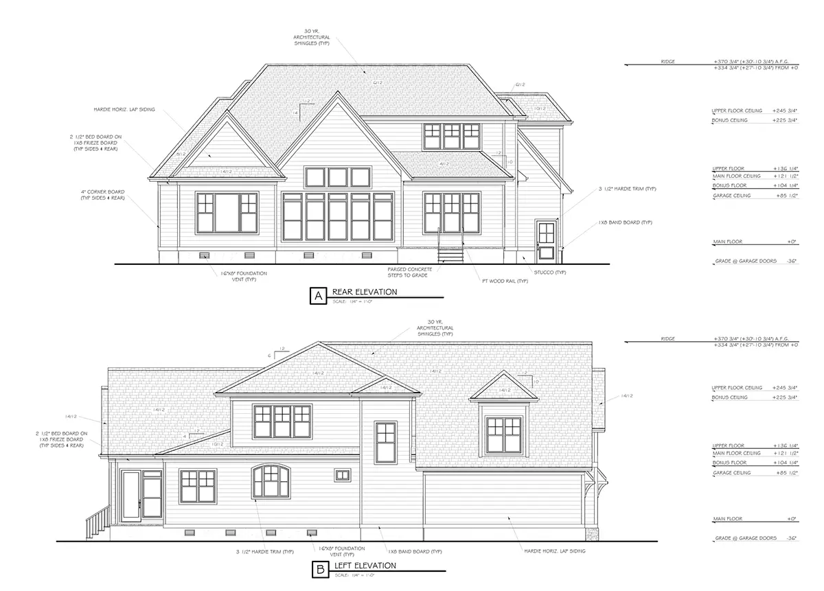 Projekt domu z poddaszem użytkowym o pow. 313 m²: 3 Sypialnie, Gabinet, 4 Łazienki, Otwarta kuchnia, Garaż