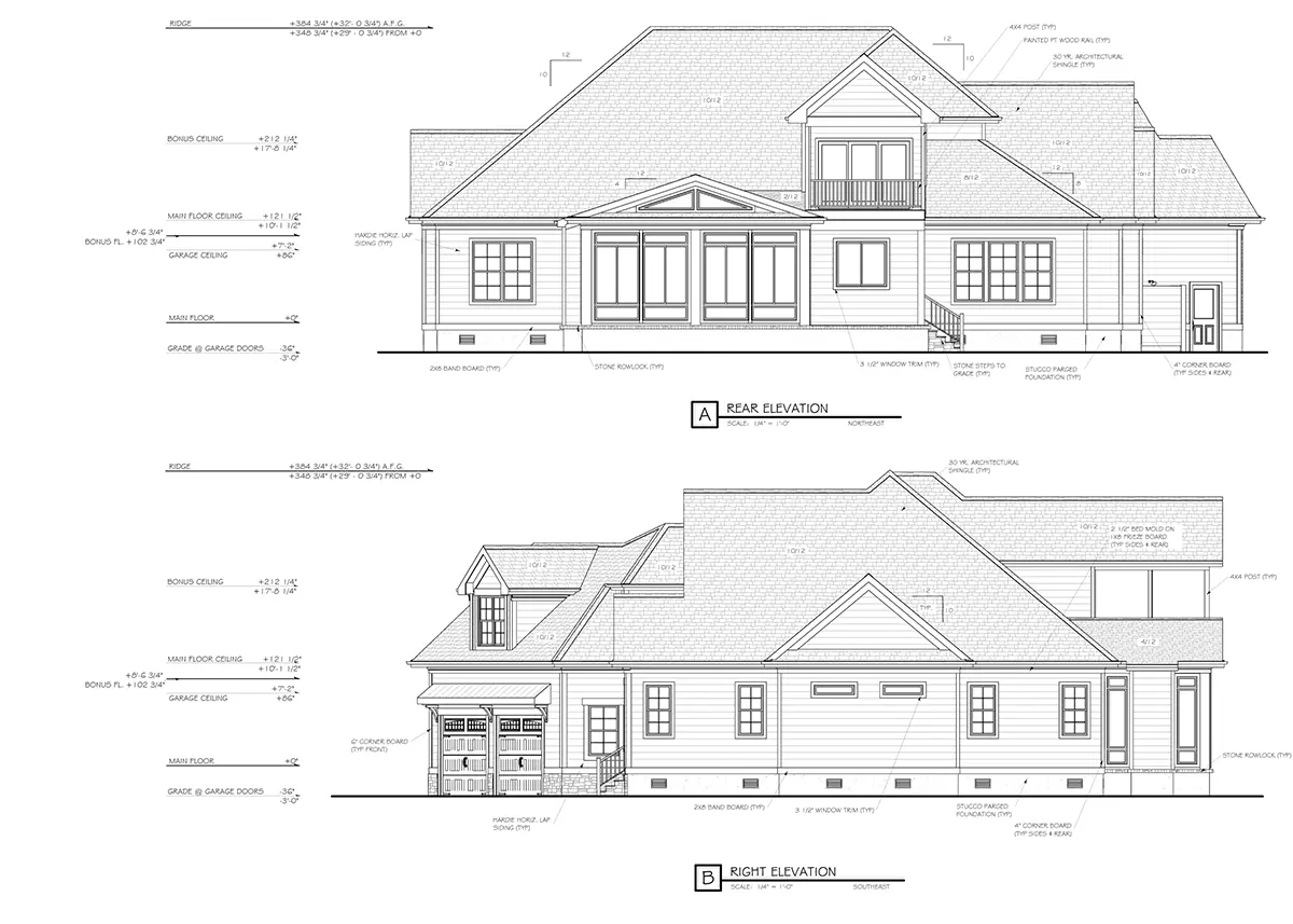 Projekt domu piętrowego o pow. 331 m²: 4 Sypialnie, Gabinet, 7 Łazienki, Otwarta kuchnia, Garaż