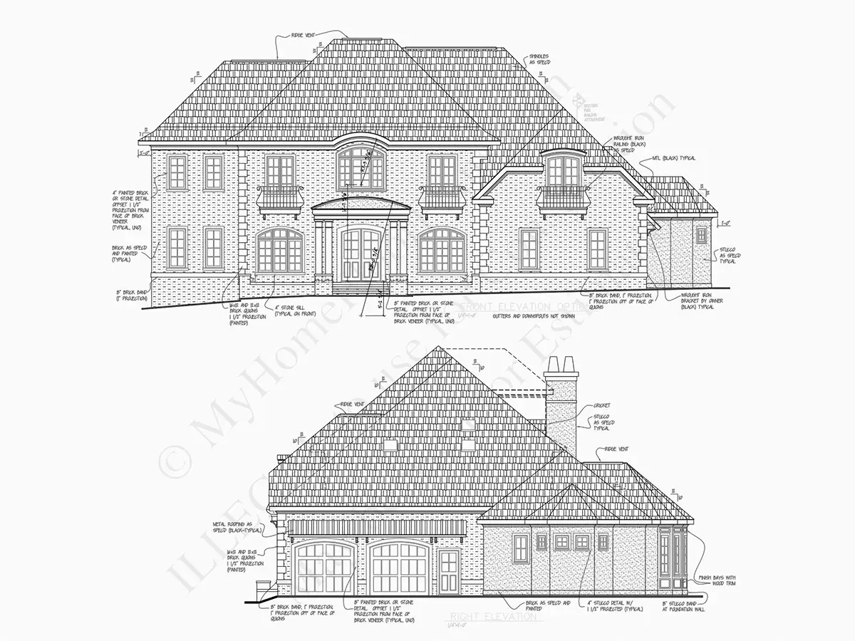 Projekt domu piętrowego o pow. 479 m²: 4 Sypialnie, Gabinet, 5 Łazienki, Garaż