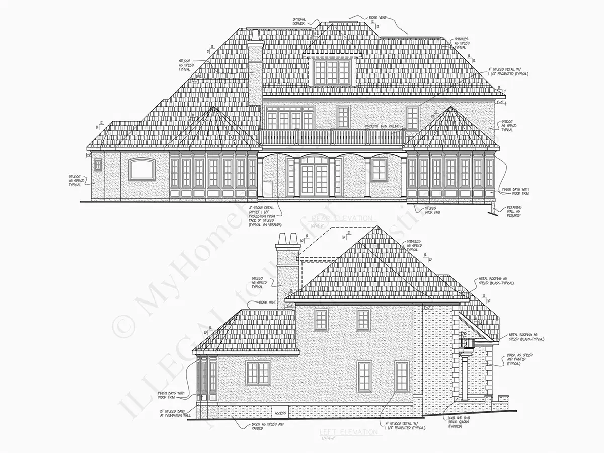 Projekt domu piętrowego o pow. 479 m²: 4 Sypialnie, Gabinet, 5 Łazienki, Garaż