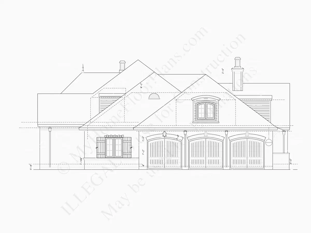 Projekt domu z poddaszem użytkowym o pow. 633 m²: 4 Sypialnie, Gabinet, 6 Łazienki, Otwarta kuchnia, Garaż