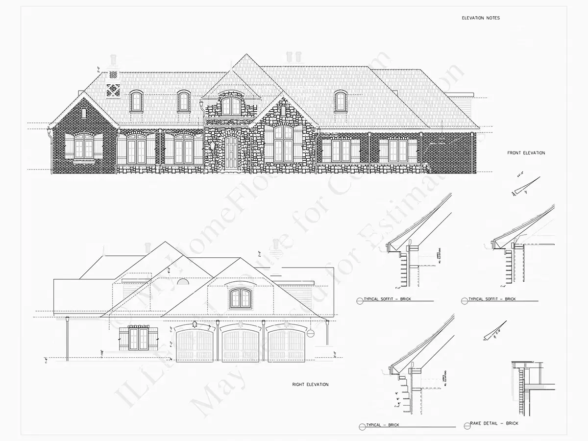 Projekt domu z poddaszem użytkowym o pow. 633 m²: 4 Sypialnie, Gabinet, 6 Łazienki, Otwarta kuchnia, Garaż
