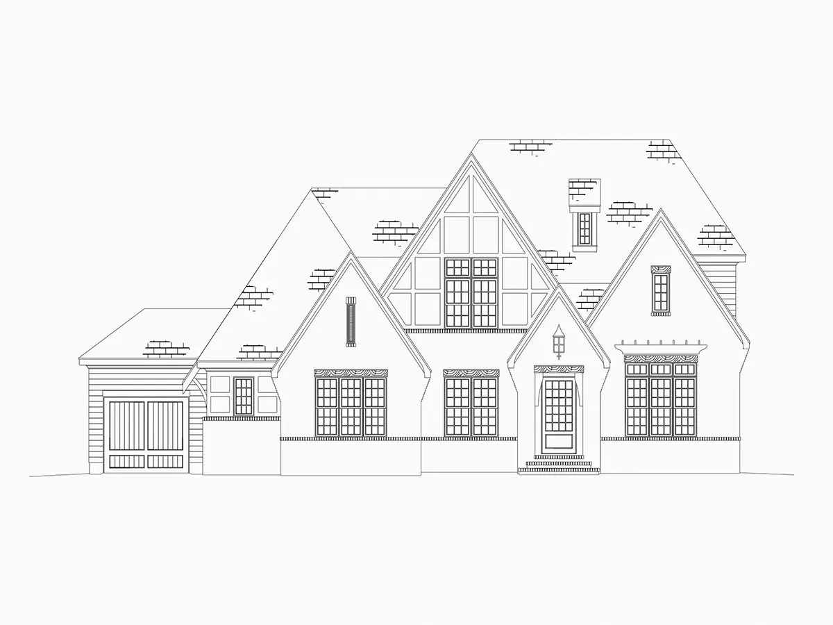 Projekt domu z poddaszem użytkowym o pow. 346 m²: 4 Sypialnie, 5 Łazienki, Otwarta kuchnia, Garaż