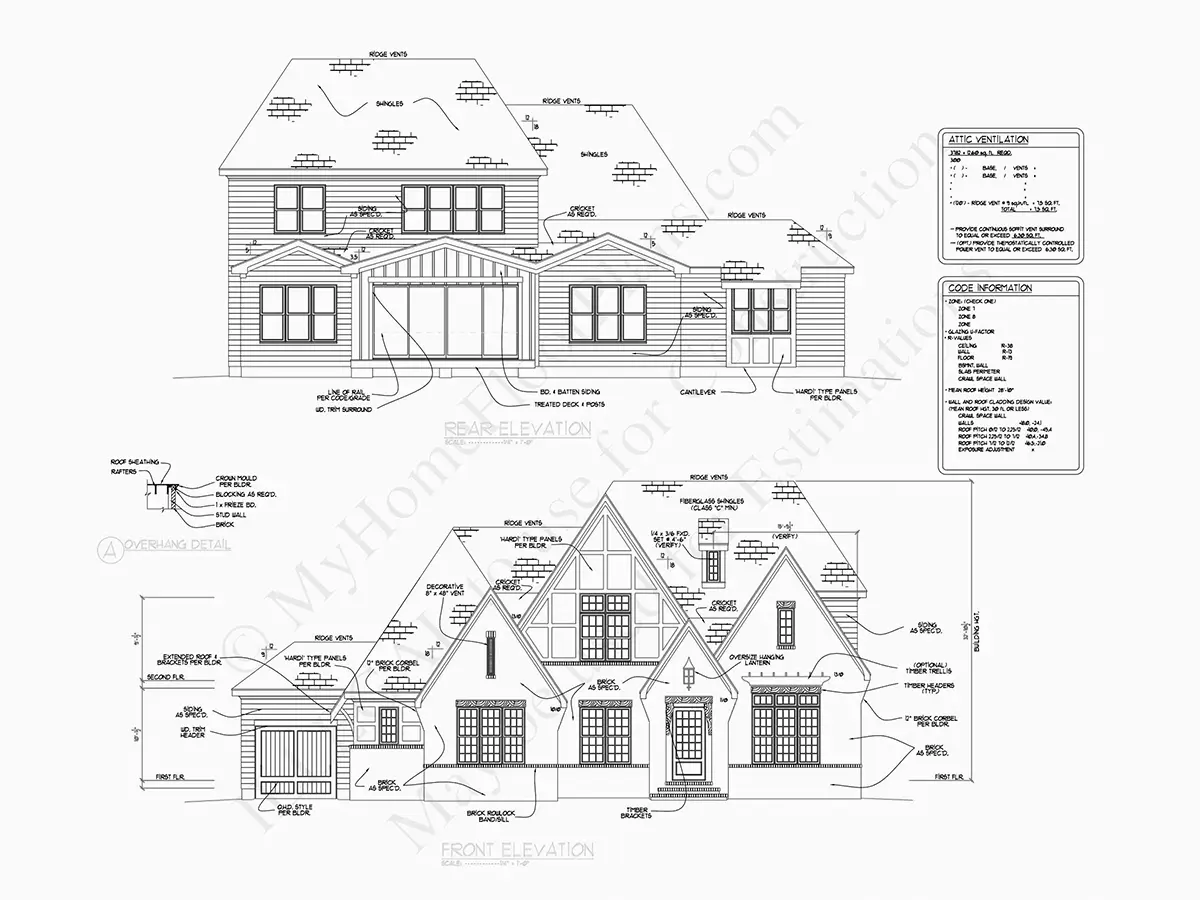 Projekt domu z poddaszem użytkowym o pow. 346 m²: 4 Sypialnie, 5 Łazienki, Otwarta kuchnia, Garaż