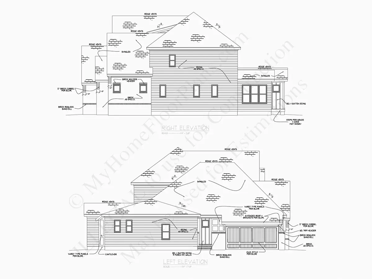 Projekt domu z poddaszem użytkowym o pow. 346 m²: 4 Sypialnie, 5 Łazienki, Otwarta kuchnia, Garaż