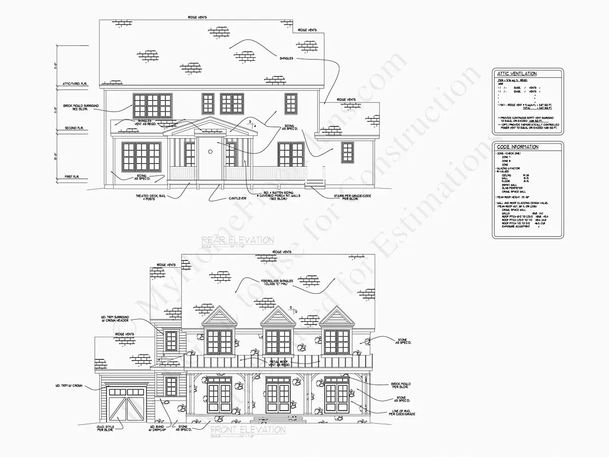 Projekt domu piętrowego o pow. 409 m²: 5 Sypialnie, Gabinet, 6 Łazienki, Otwarta kuchnia, Garaż