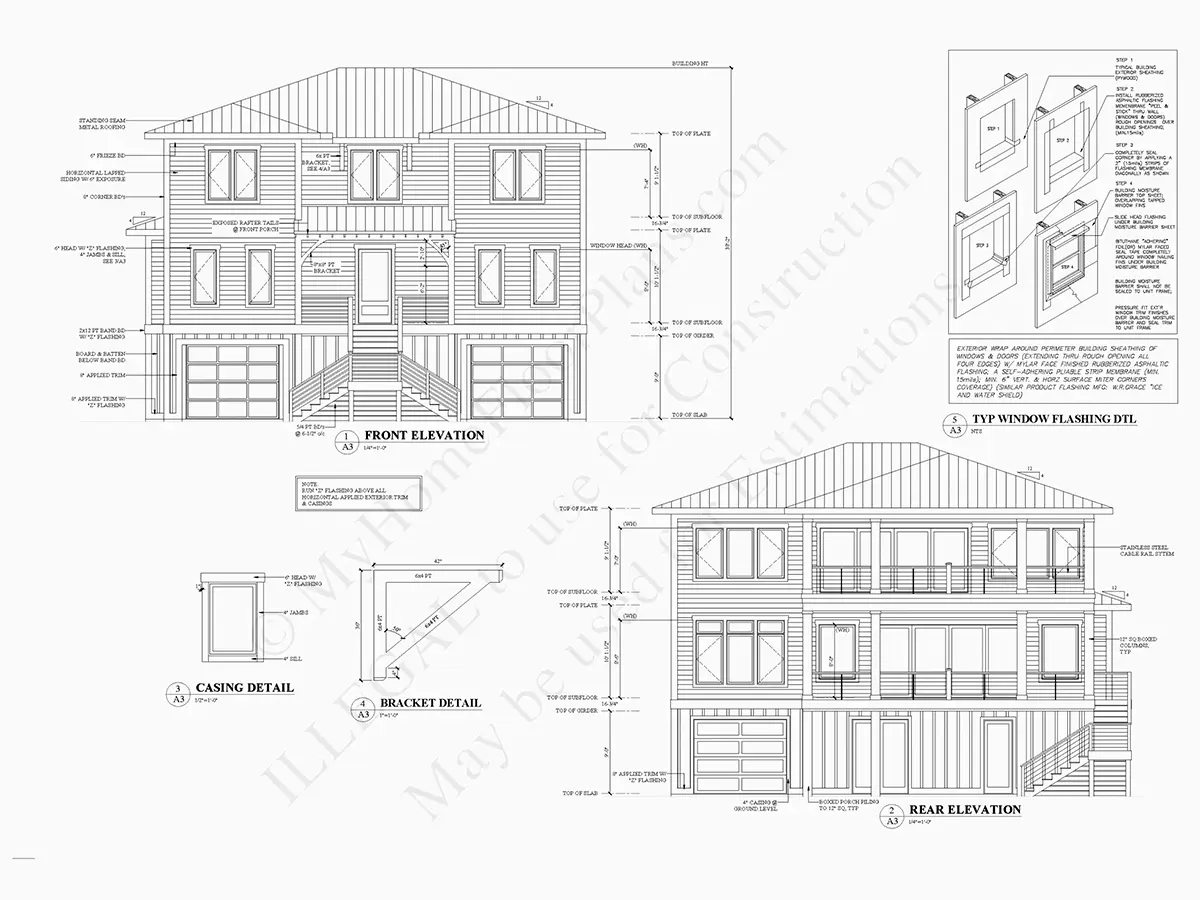 Projekt domu dwupiętrowego o pow. 311 m²: 5 Sypialnie, 4 Łazienki, Otwarta kuchnia, Garaż
