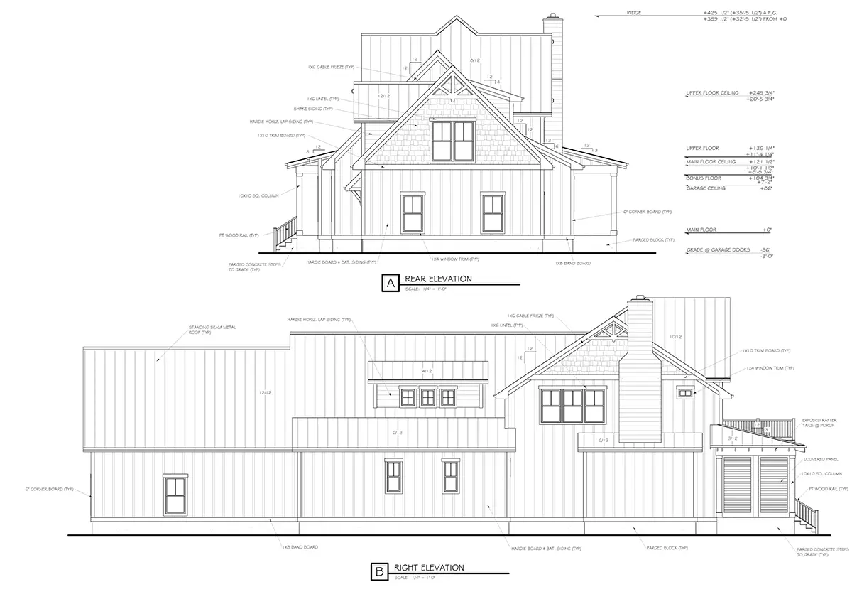 Projekt domu piętrowego o pow. 278 m²: 3 Sypialnie, Gabinet, 6 Łazienki, Otwarta kuchnia, Garaż