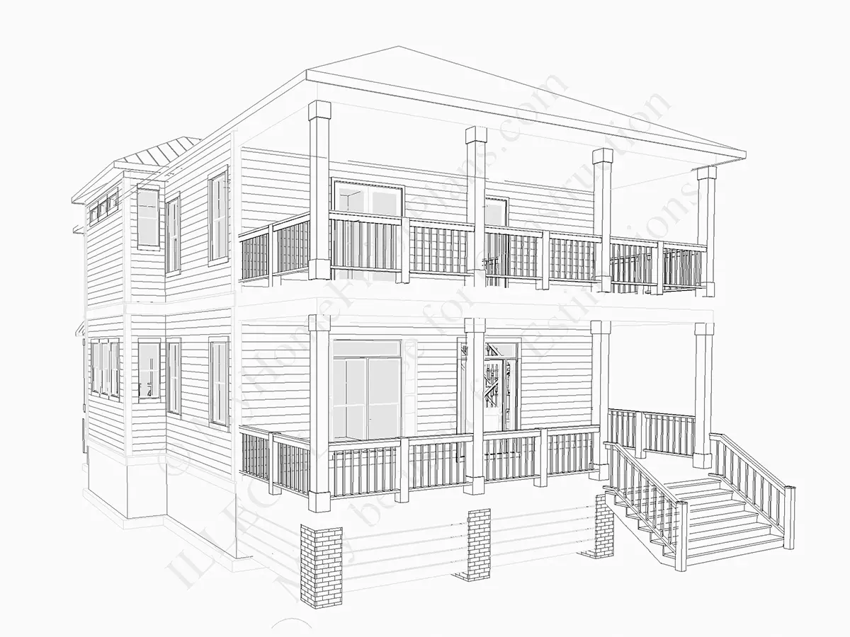 Projekt domu piętrowego o pow. 230 m²: 3 Sypialnie, Gabinet, 3 Łazienki, Otwarta kuchnia, bez Garażu