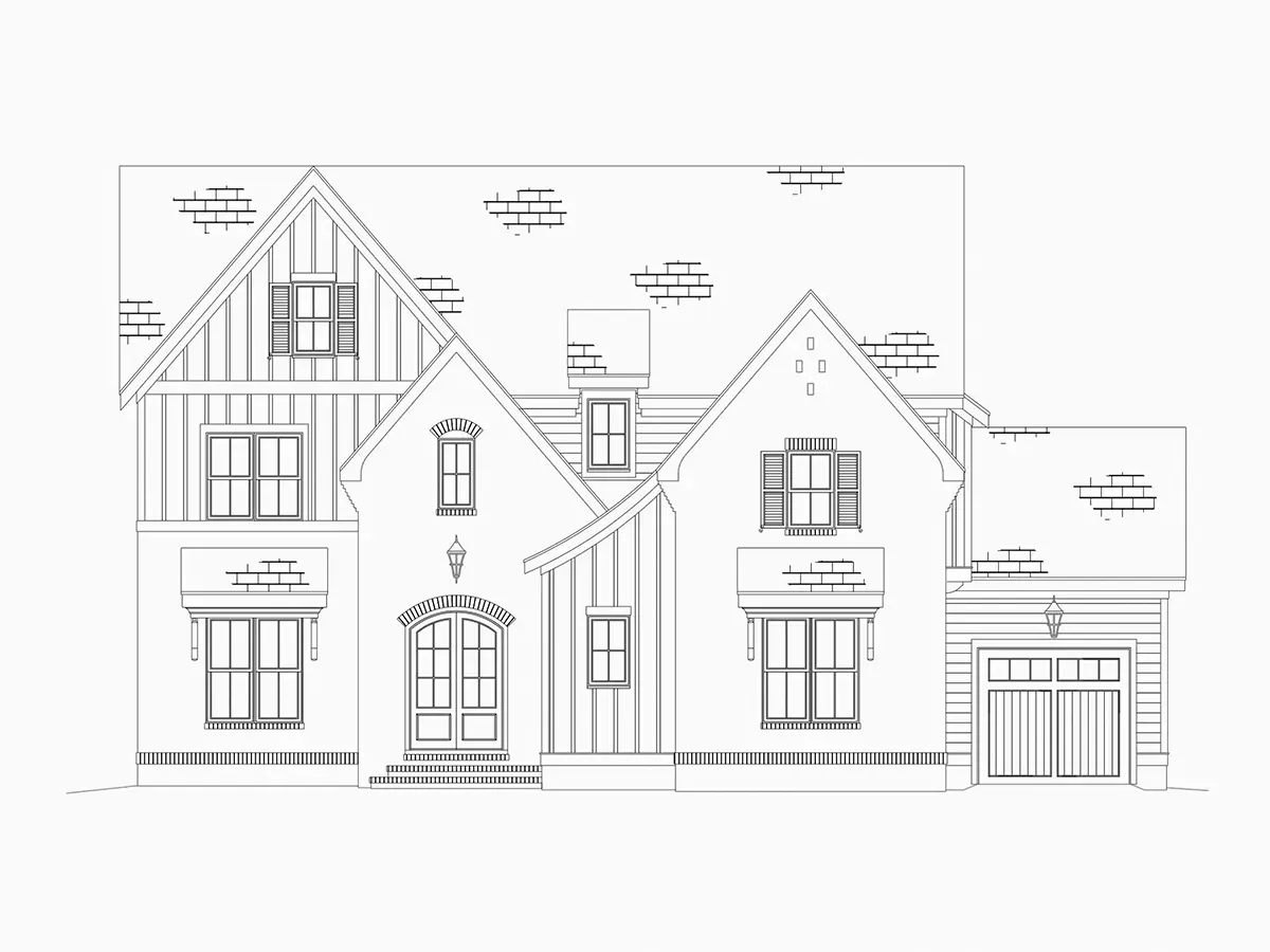 Projekt domu dwupiętrowego o pow. 379 m²: 4 Sypialnie, Gabinet, 7 Łazienki, Otwarta kuchnia, Garaż