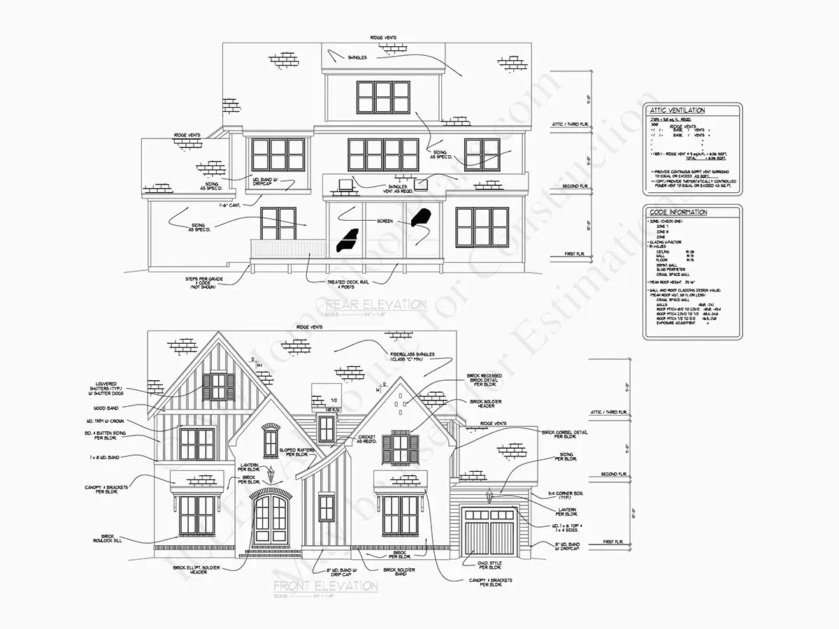 Projekt domu dwupiętrowego o pow. 379 m²: 4 Sypialnie, Gabinet, 7 Łazienki, Otwarta kuchnia, Garaż