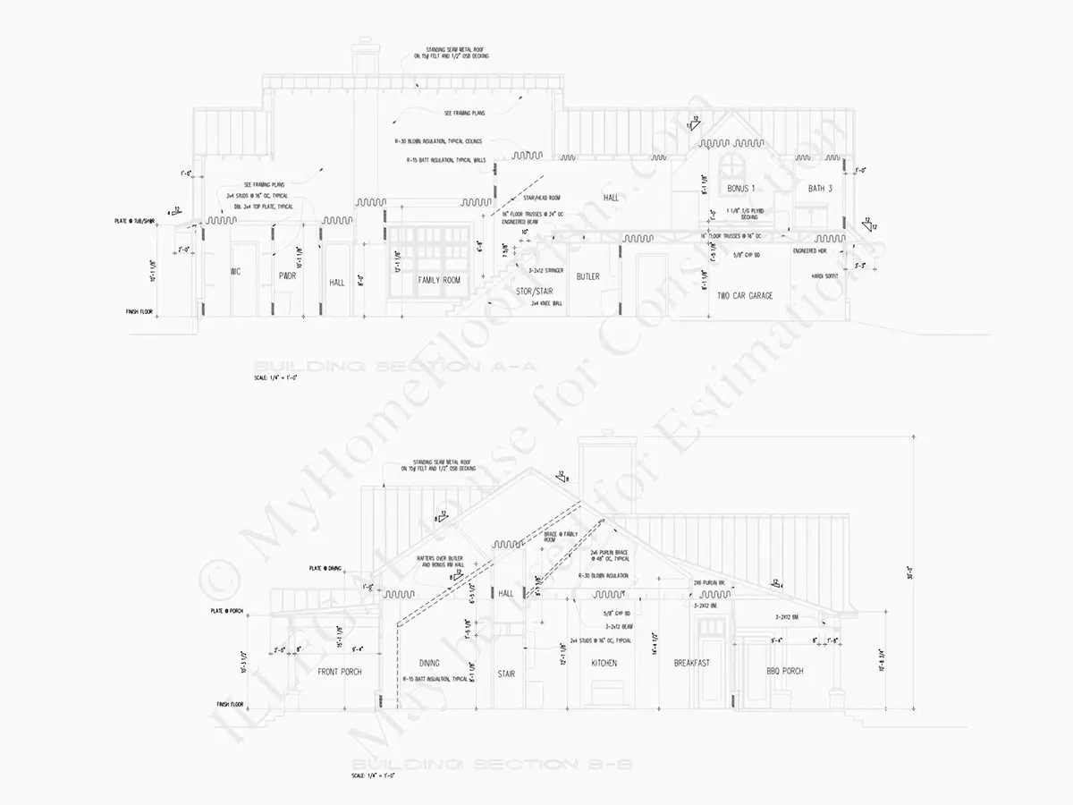 Projekt domu z poddaszem użytkowym o pow. 272 m²: 2 Sypialnie, Gabinet, 4 Łazienki, Otwarta kuchnia, Garaż