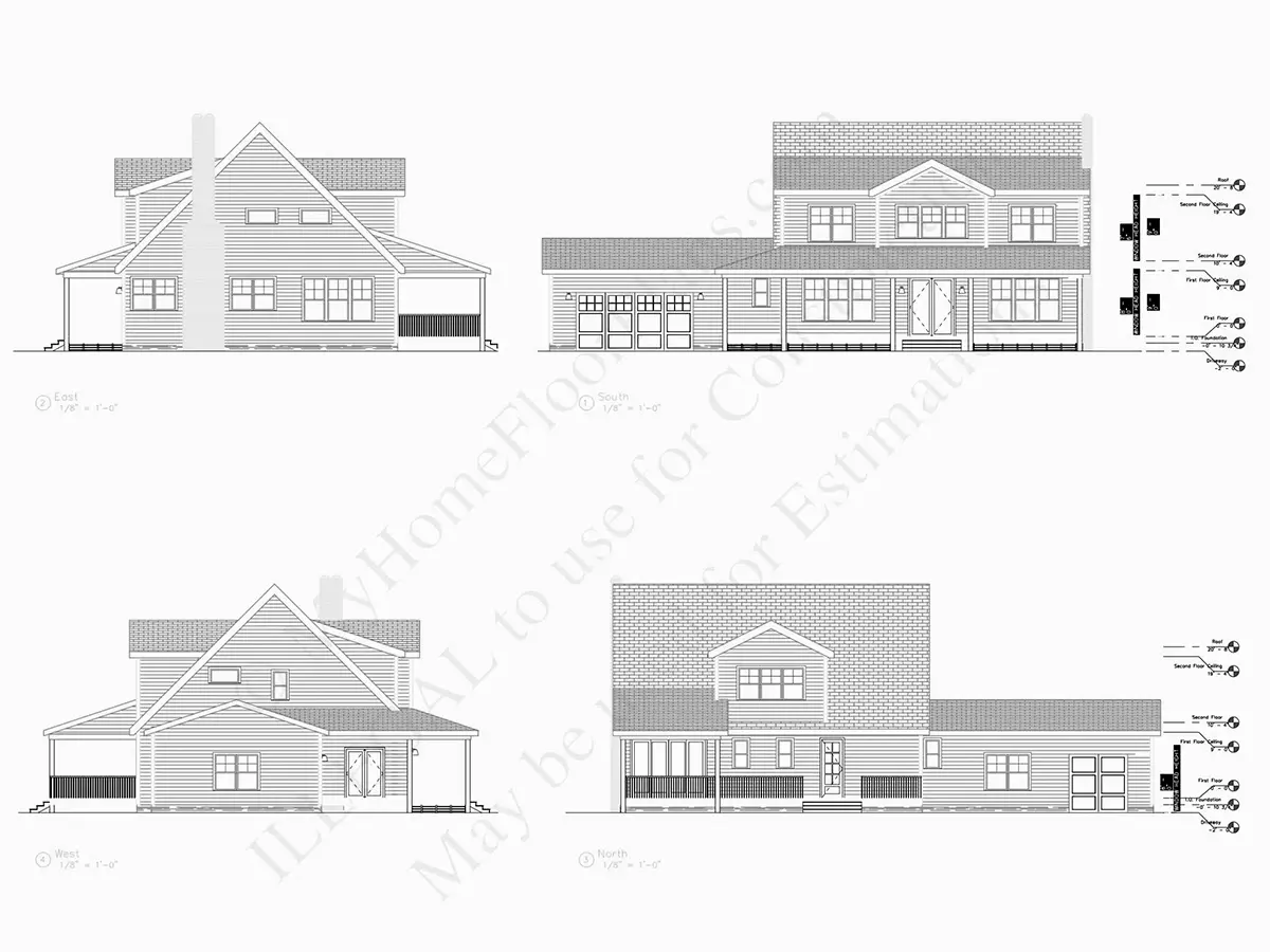 Projekt domu piętrowego o pow. 255 m²: 4 Sypialnie, 4 Łazienki, Otwarta kuchnia, Garaż