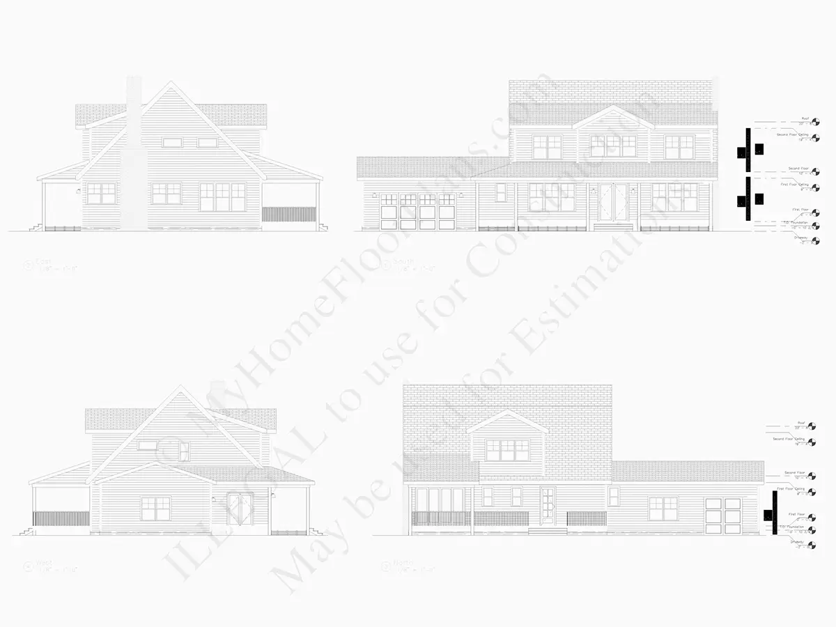 Projekt domu piętrowego o pow. 255 m²: 4 Sypialnie, 4 Łazienki, Otwarta kuchnia, Garaż