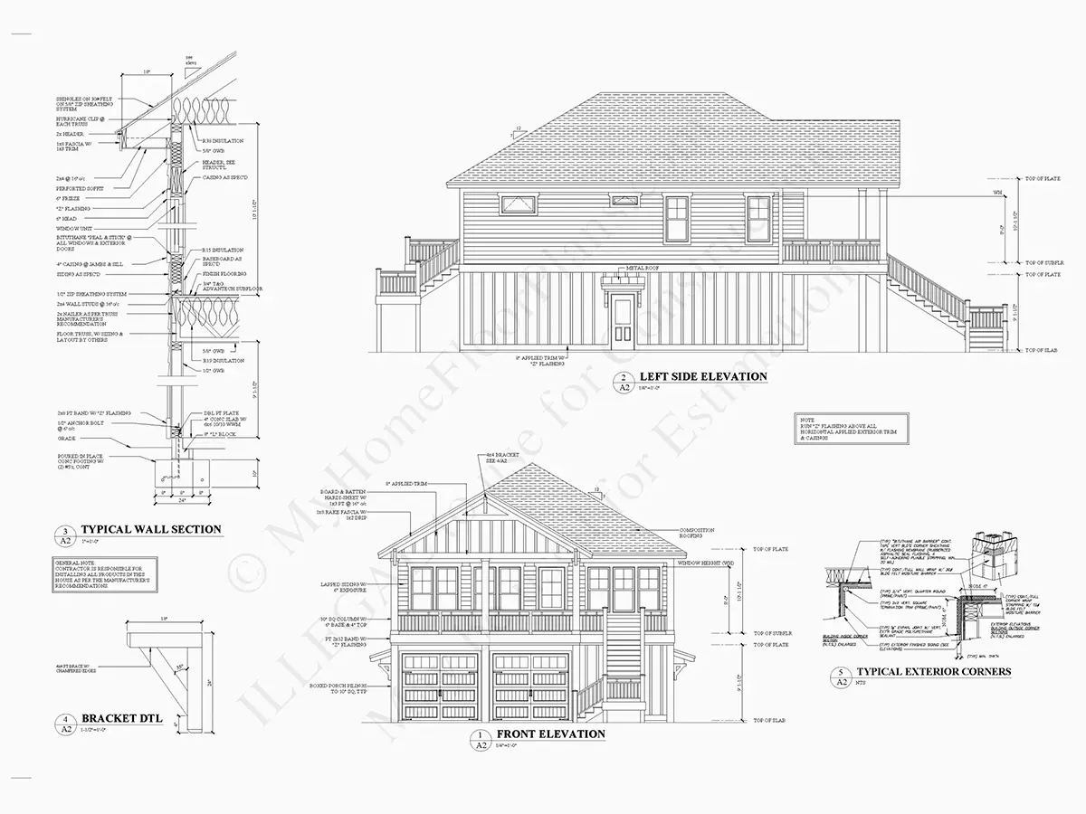 Projekt domu piętrowego o pow. 197 m²: 4 Sypialnie, 4 Łazienki, Otwarta kuchnia, Garaż