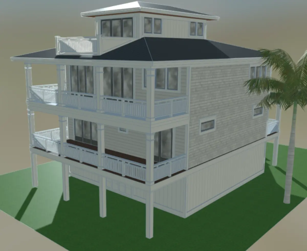 Projekt domu dwupiętrowego o pow. 294 m²: 6 Sypialnie, 5 Łazienki, Otwarta kuchnia, Garaż