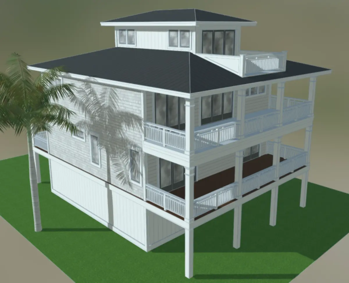 Projekt domu dwupiętrowego o pow. 294 m²: 6 Sypialnie, 5 Łazienki, Otwarta kuchnia, Garaż
