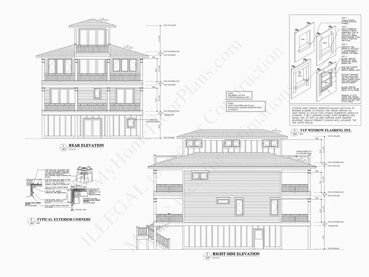Projekt domu dwupiętrowego o pow. 294 m²: 6 Sypialnie, 5 Łazienki, Otwarta kuchnia, Garaż