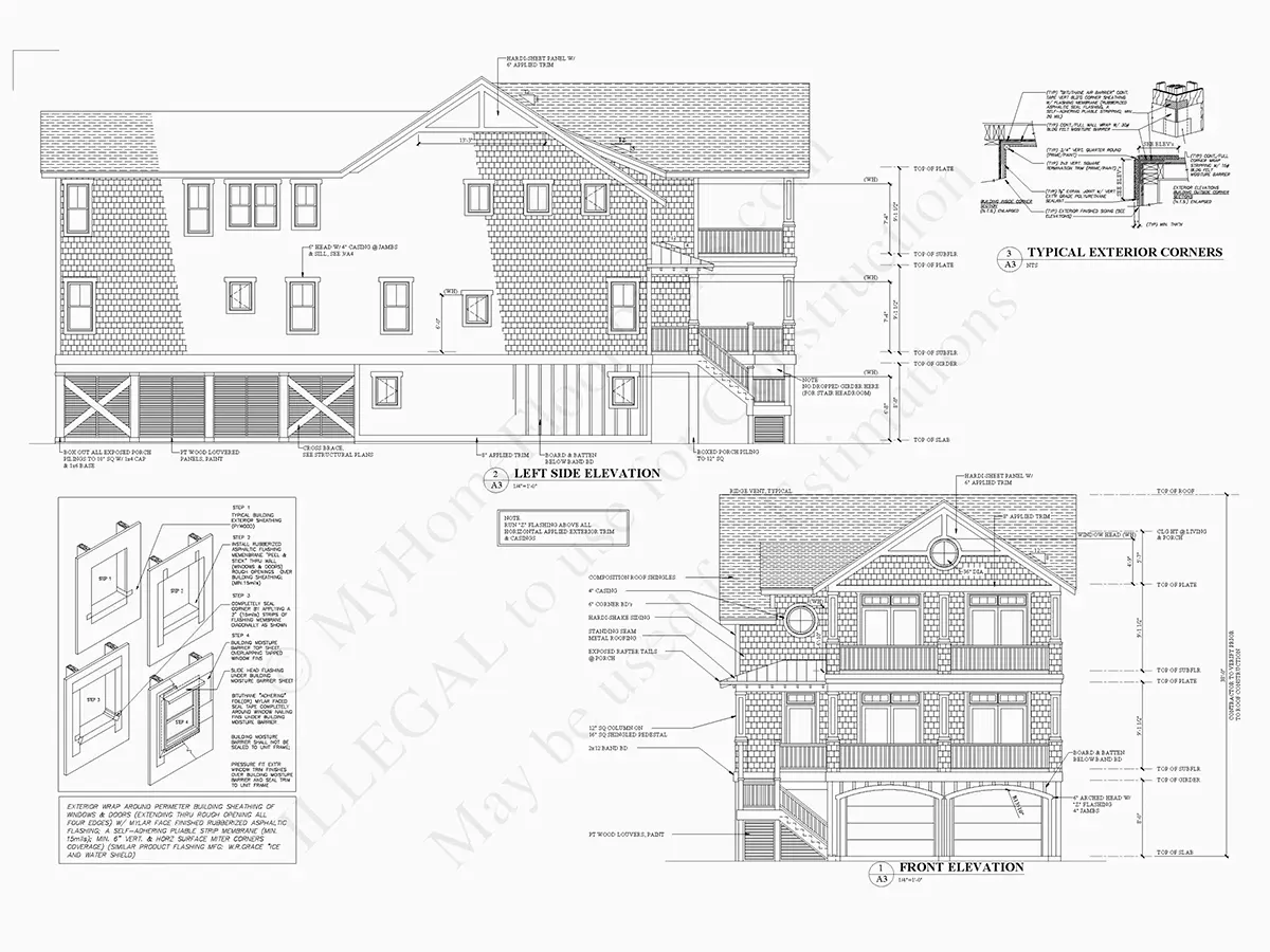 Projekt domu dwupiętrowego o pow. 335 m²: 5 Sypialnie, 6 Łazienki, Otwarta kuchnia, Garaż