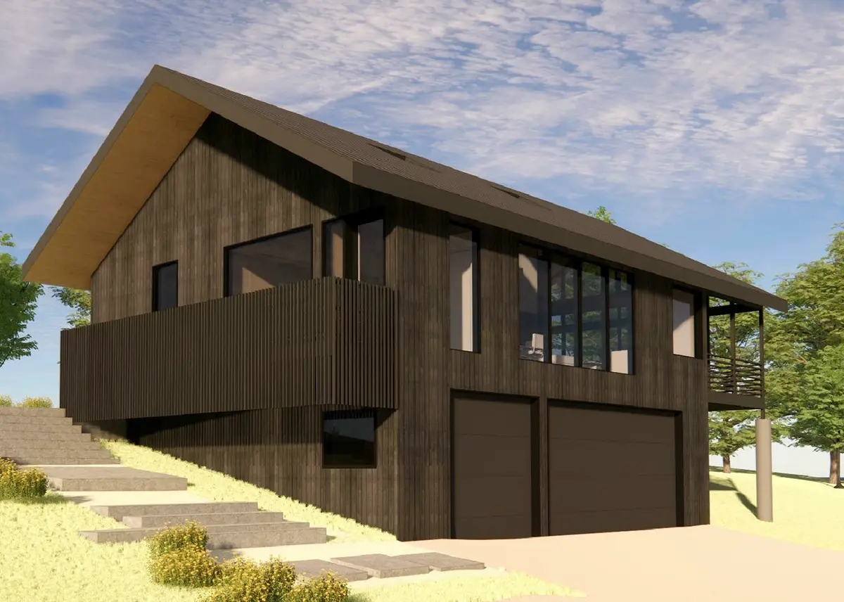 Projekt domu piętrowego o pow. 113 m²: 2 Sypialnie, 2 Łazienki, Otwarta kuchnia, Garaż