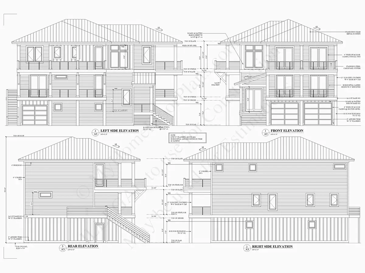 Projekt domu dwupiętrowego o pow. 300 m²: 5 Sypialnie, 5 Łazienki, Otwarta kuchnia, Garaż