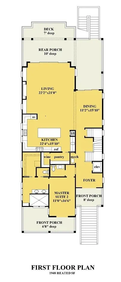 Projekt domu dwupiętrowego o pow. 383 m²: 5 Sypialnie, 5 Łazienki, Otwarta kuchnia, Garaż