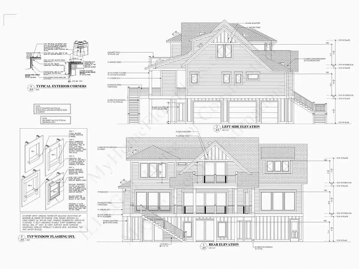 Projekt domu dwupiętrowego o pow. 377 m²: 4 Sypialnie, Gabinet, 5 Łazienki, Garaż