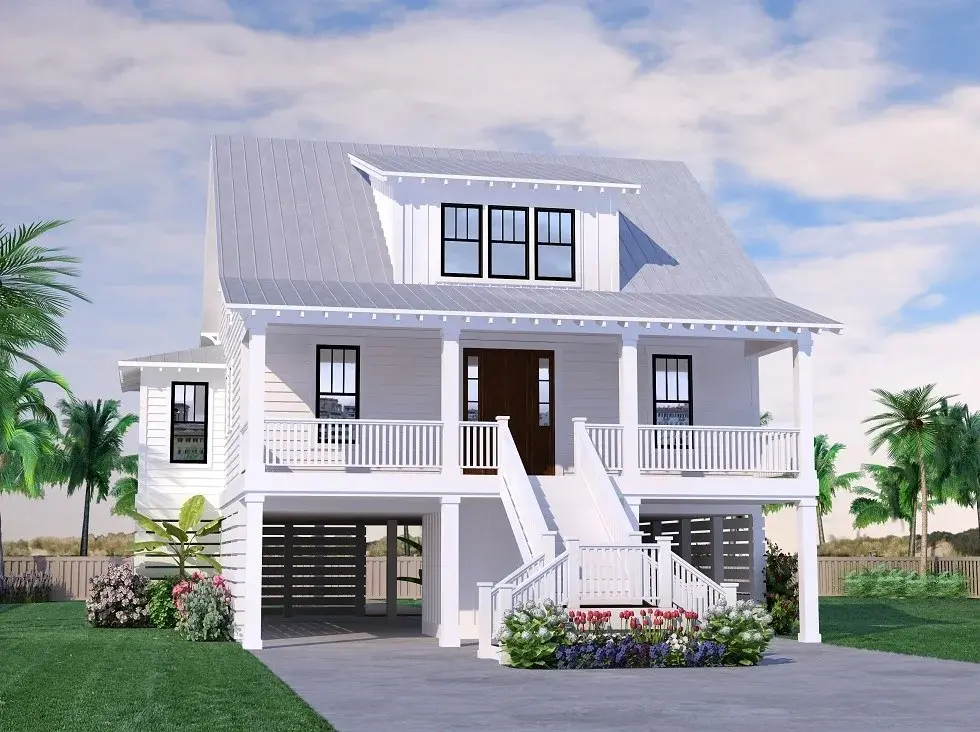Projekt domu dwupiętrowego o pow. 206 m²: 4 Sypialnie, 3 Łazienki, Otwarta kuchnia, Garaż