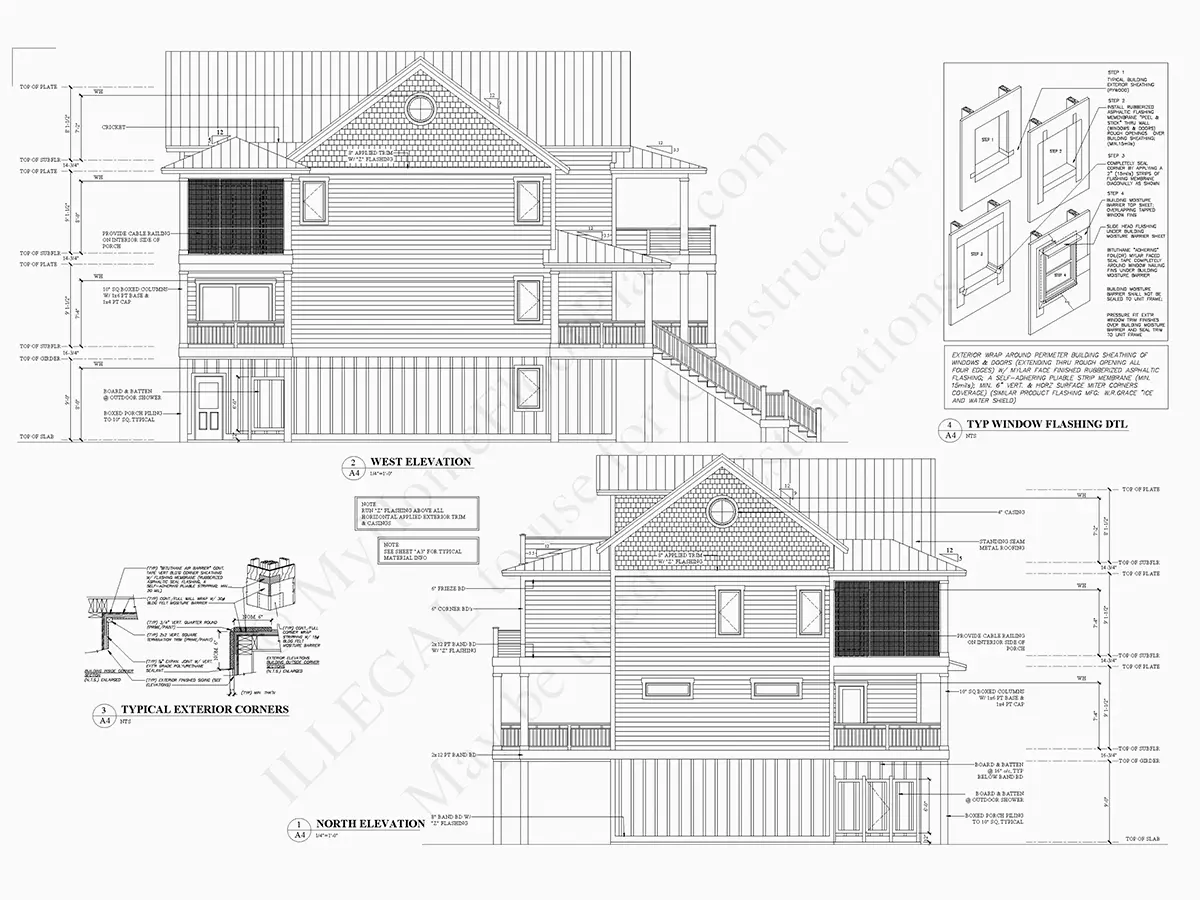 Projekt domu dwupiętrowego o pow. 379 m²: 3 Sypialnie, Gabinet, 6 Łazienki, Otwarta kuchnia, Garaż