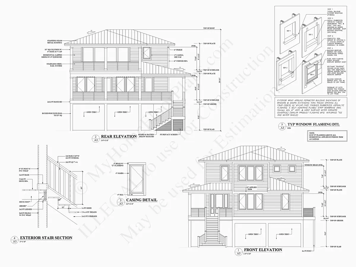 Projekt domu dwupiętrowego o pow. 279 m²: 4 Sypialnie, Gabinet, 5 Łazienki, Otwarta kuchnia, Garaż