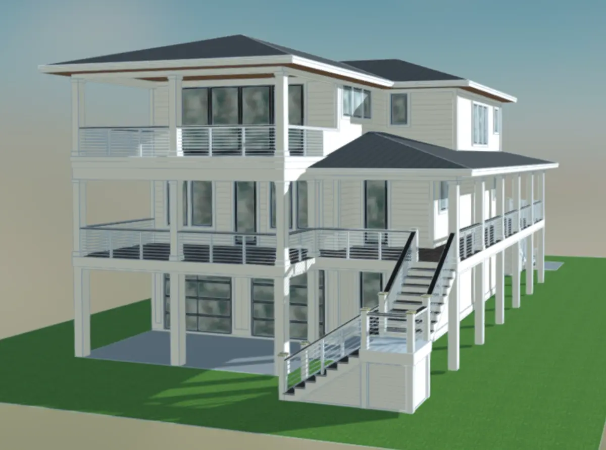 Projekt domu dwupiętrowego o pow. 279 m²: 4 Sypialnie, Gabinet, 5 Łazienki, Otwarta kuchnia, Garaż