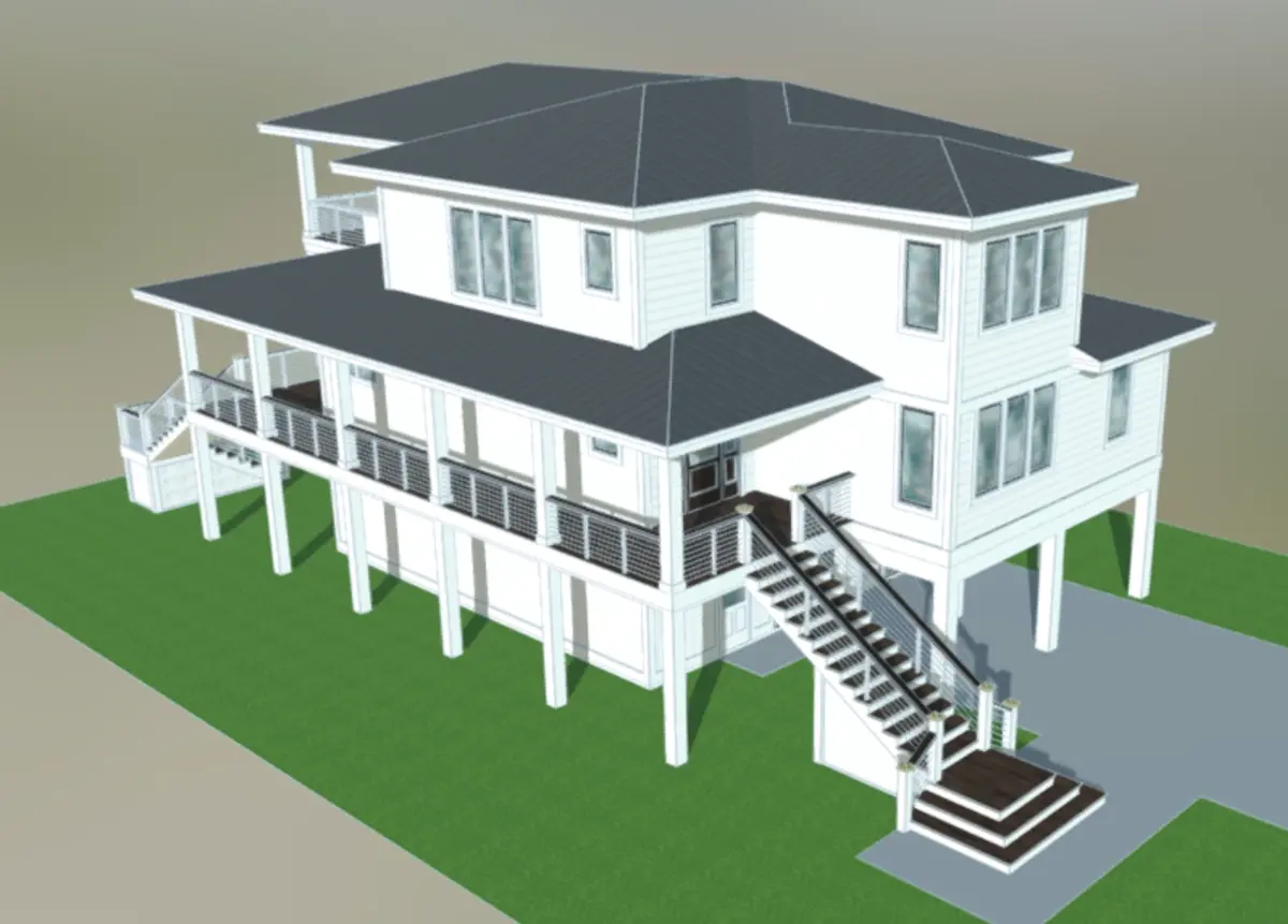 Projekt domu dwupiętrowego o pow. 279 m²: 4 Sypialnie, Gabinet, 5 Łazienki, Otwarta kuchnia, Garaż