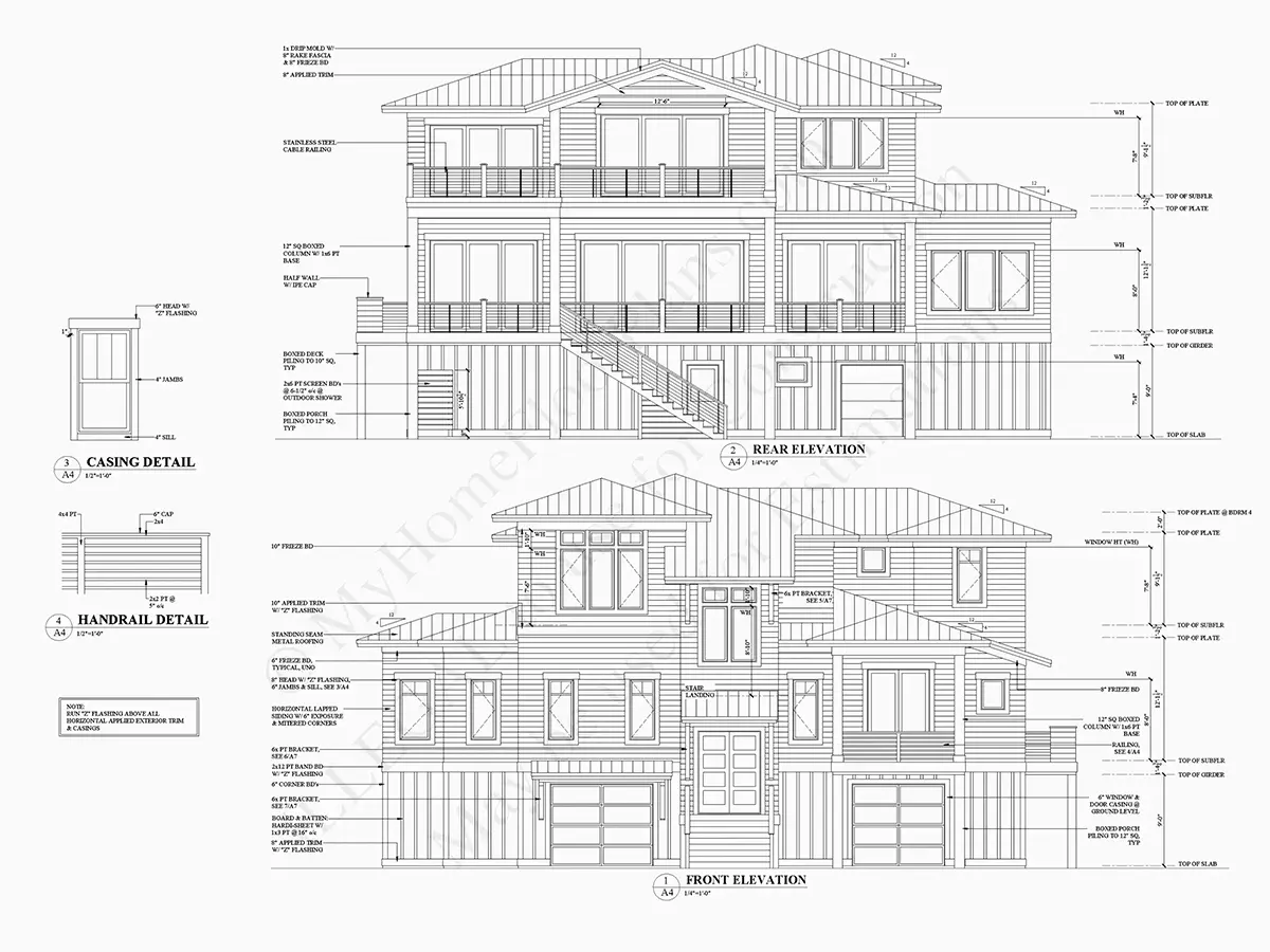 Projekt domu dwupiętrowego o pow. 382 m²: 4 Sypialnie, Gabinet, 4 Łazienki, Otwarta kuchnia, Garaż